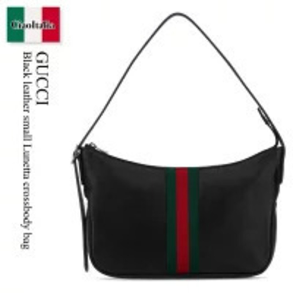 Gucci Bag Handbag Black Leather Lunetta Crossbody Shoulder
